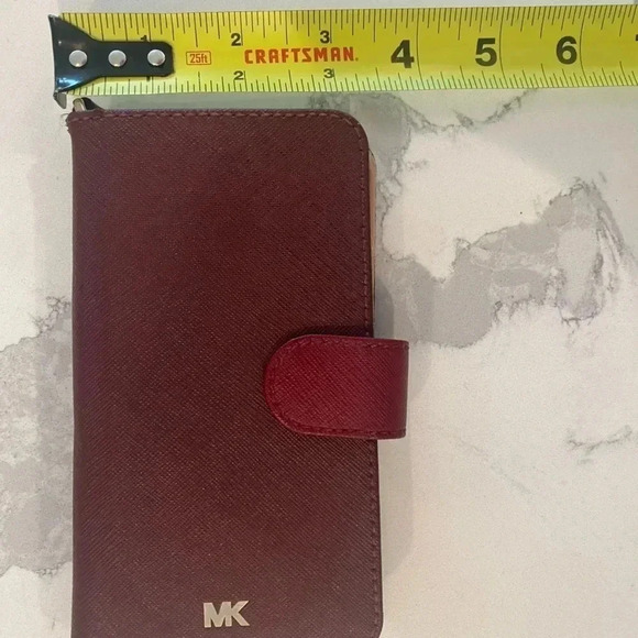 Michael Kors Phone Case/Wallet. Magnet snap close. 6” tall x 3.5” wide. Oxblood. - Picture 3 of 9